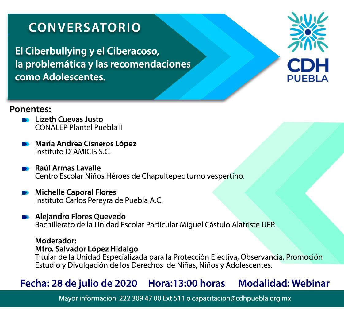 Conversatorio "Ciberbullying y Ciberacoso, la problemática y las recomendaciones como adolescentes" 